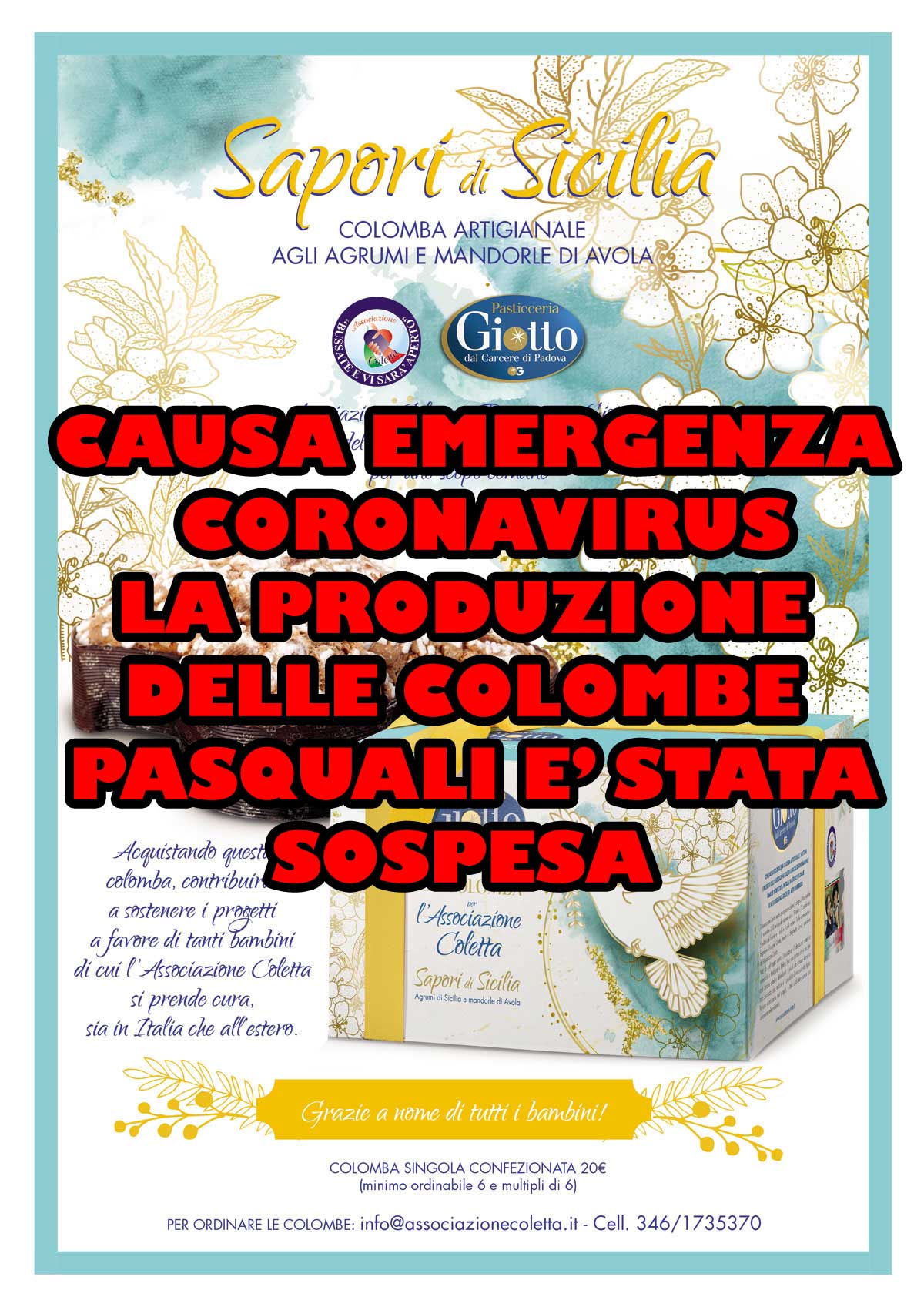 colomba 2020 intera coronavirus